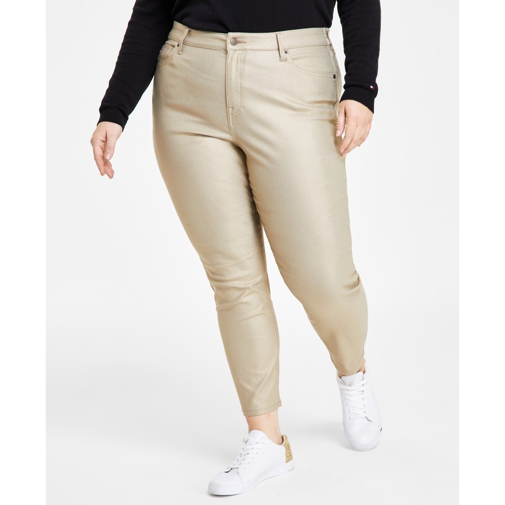 Tommy Hilfiger Jeans Womens 16W Gold Metallic Skinny Jeans Highland Highline NWT